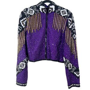 Silver Mesa Beaded Western Horse Equestrian Show Jacket Purple Medium Pre-Loved